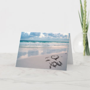 I Love You, Sand Writing on the Beach Card
