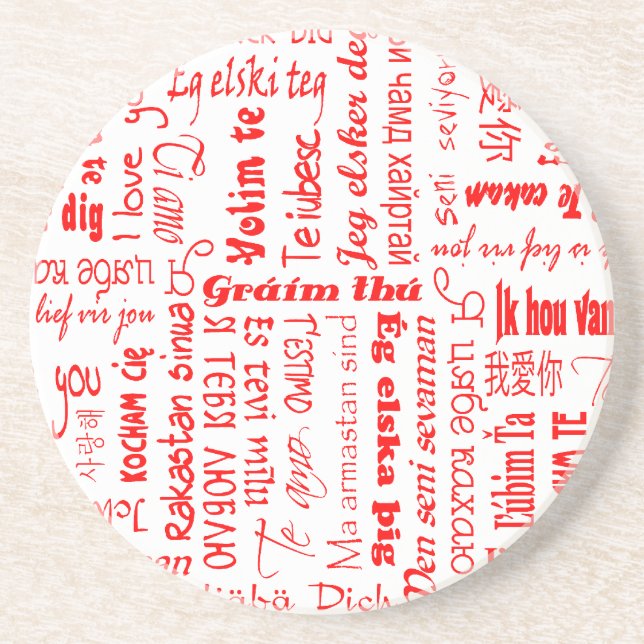 I Love You Sandstone Coaster (Front)