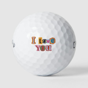 'I Love You' Scrapbook Lettering Wedding Favors Golf Balls