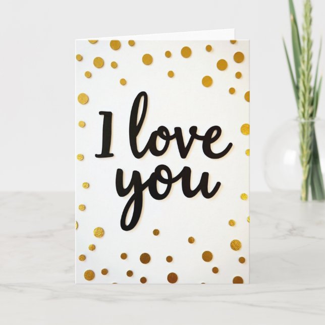 I Love You Script Gold Accent Card (Front)