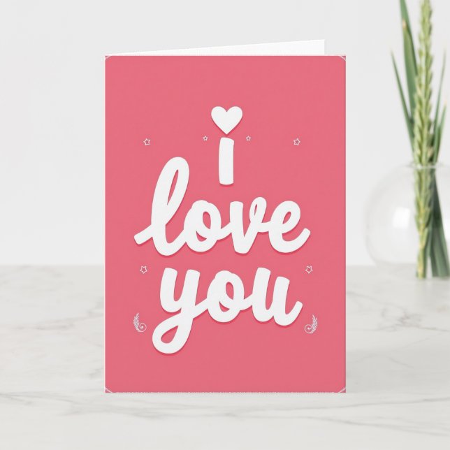 I Love You Script Heart Card (Front)