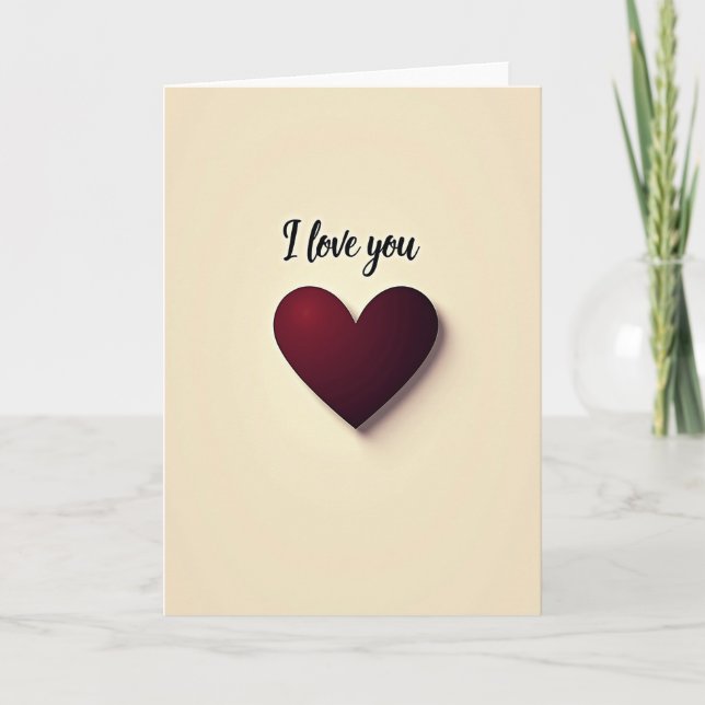 I Love You Script Heart Minimalist Card (Front)