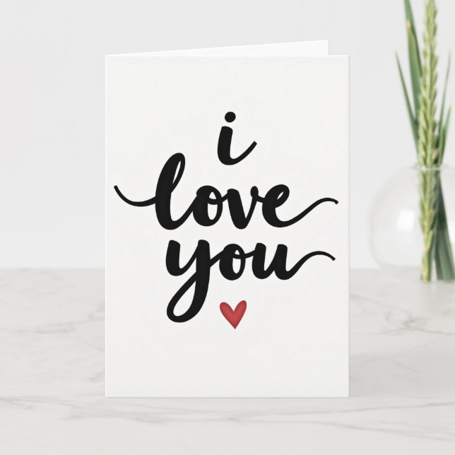 I Love You Script Red Heart Card (Front)