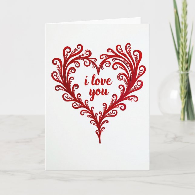 I Love You Scrollwork Heart Card (Front)