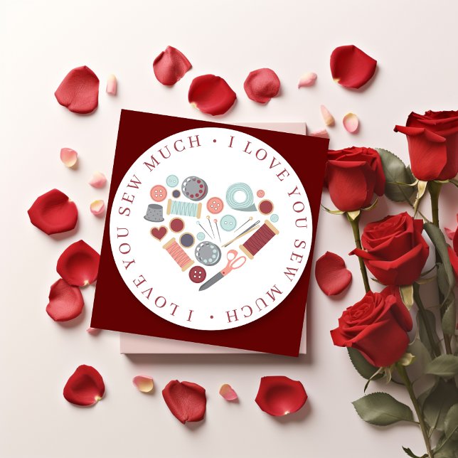 I Love You Sew Much Sewing Theme Holiday Card (Creator Uploaded)