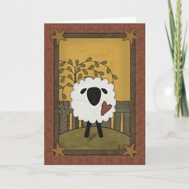 I Love You Sheep Scene Card (Front)