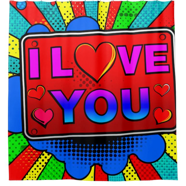 I Love You Shower Curtain (Front)