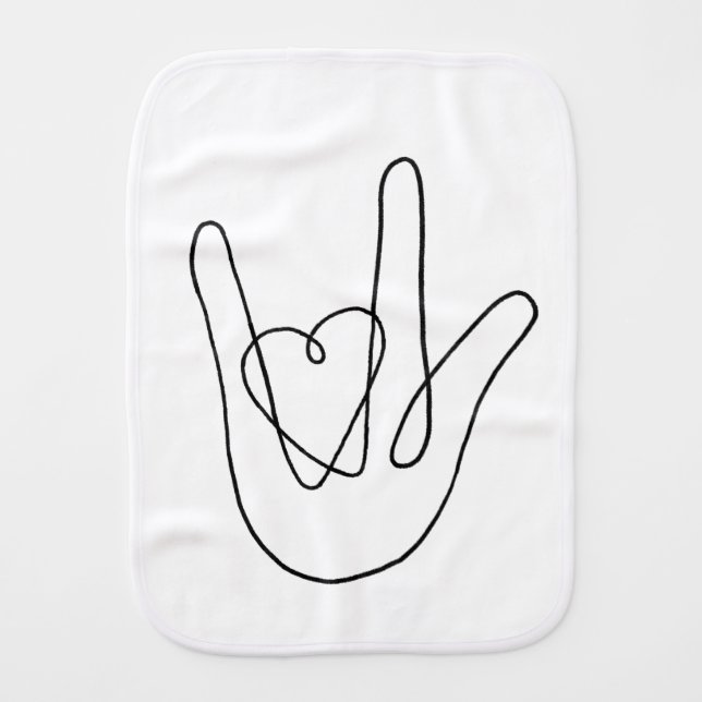 I love you Sign Baby Burp Cloth (Front)