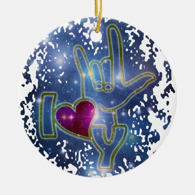 I LOVE YOU / sign language Ceramic Ornament (Front)