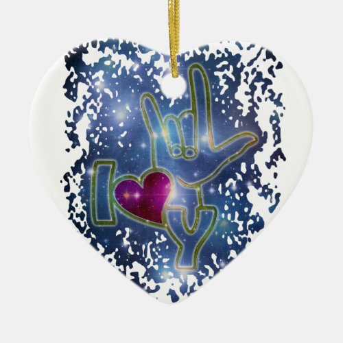 I LOVE YOU  sign language Ceramic Ornament