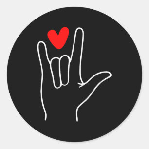 I Love You Sign Language Cute Happy Valentine’s Da Classic Round Sticker
