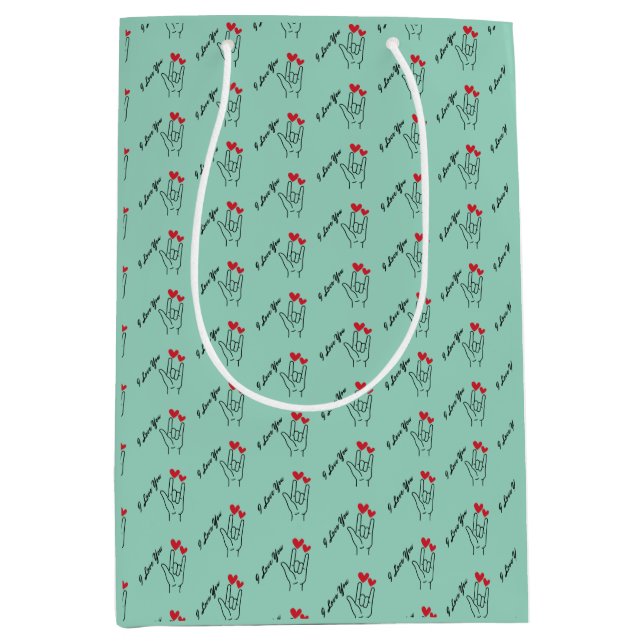 I Love You Sign Language - Deaf Awareness Medium Gift Bag (Front)