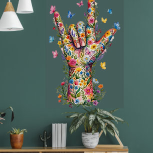 I Love You Sign Language Floral Butterflies