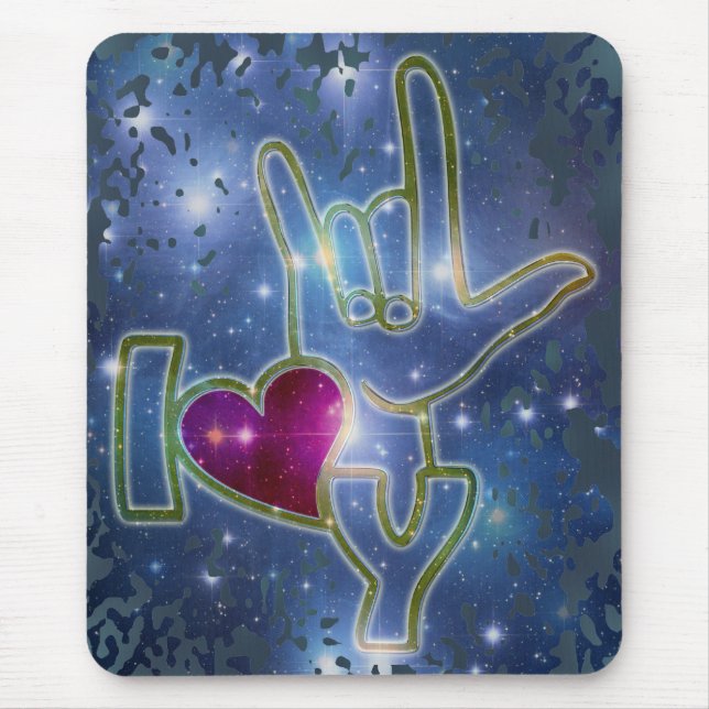 I LOVE YOU / sign language Mouse Pad (Front)