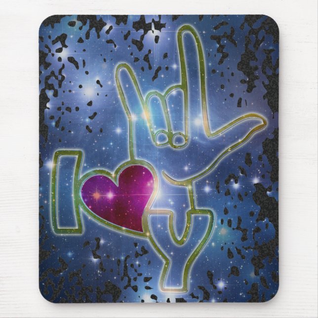 I LOVE YOU / sign language Mouse Pad (Front)