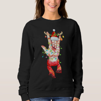 I Love You Sign Language Santa Hat Reindeer Horns Sweatshirt