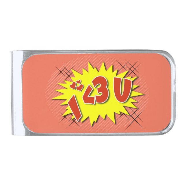 I love you silver finish money clip (Front)
