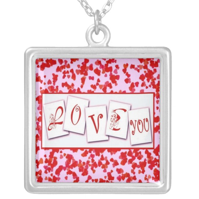 I Love You Silver Plated Necklace (Front)