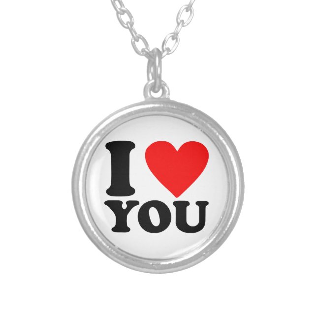 I Love You Silver Plated Necklace (Front)