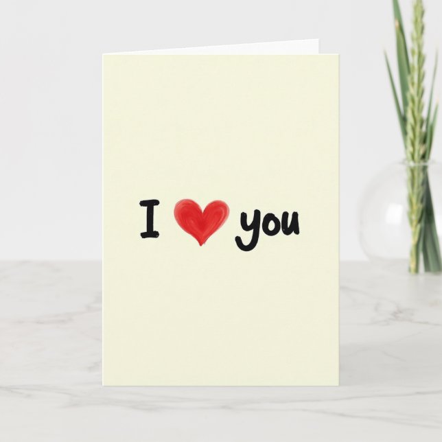 I Love You Simple Heart Felt Card (Front)