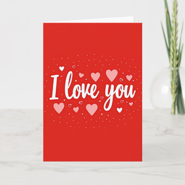 I Love You Simple Hearts Card (Front)