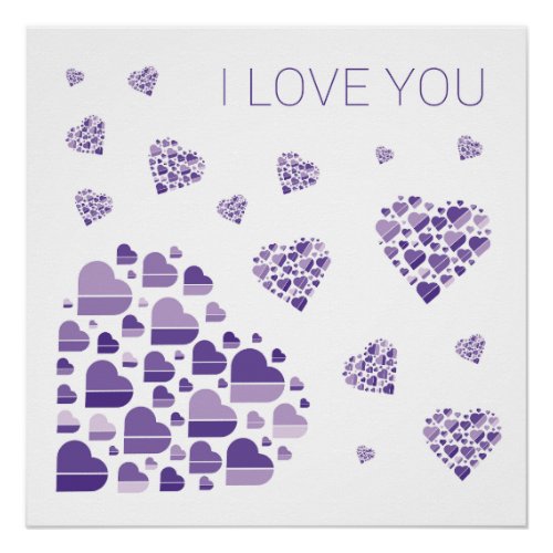 I love you Simple purple hearts Poster