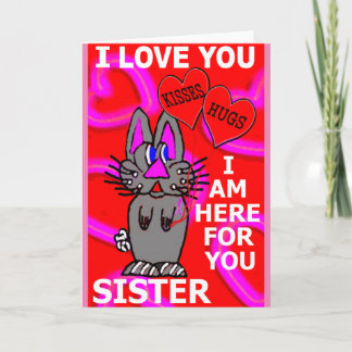 I Love You Sister Pink Ribbon Breast Cancer Card