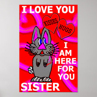 I Love You Sister Pink Ribbon Breast Cancer Poster