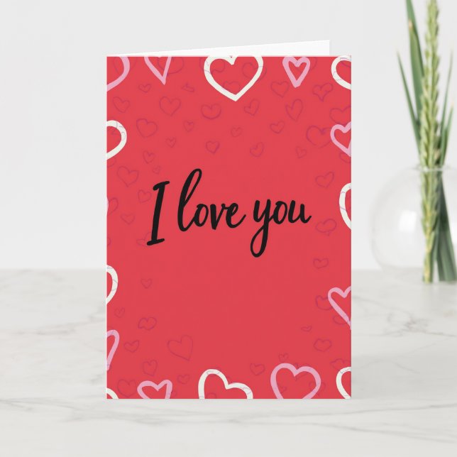 I Love You Sketch Hearts Card (Front)