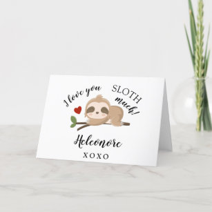 I love you SLOTH much personalized Valentines Holiday Card