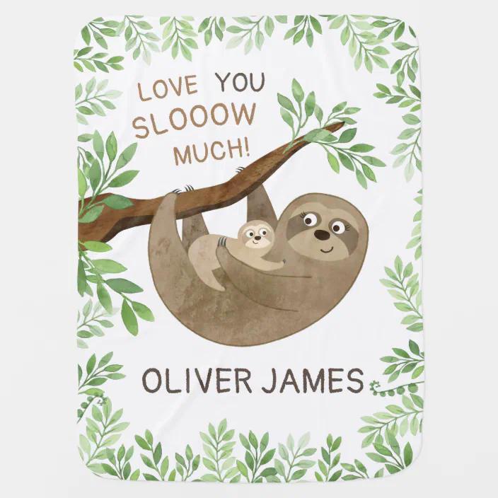 Cute Sloth Baby on The Tree Fleece Blanket Cute Sloth Baby on The Tree Fleece Blanket