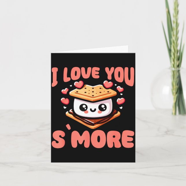 I Love You S'more Kawaii Marshmallow  Card (Front)