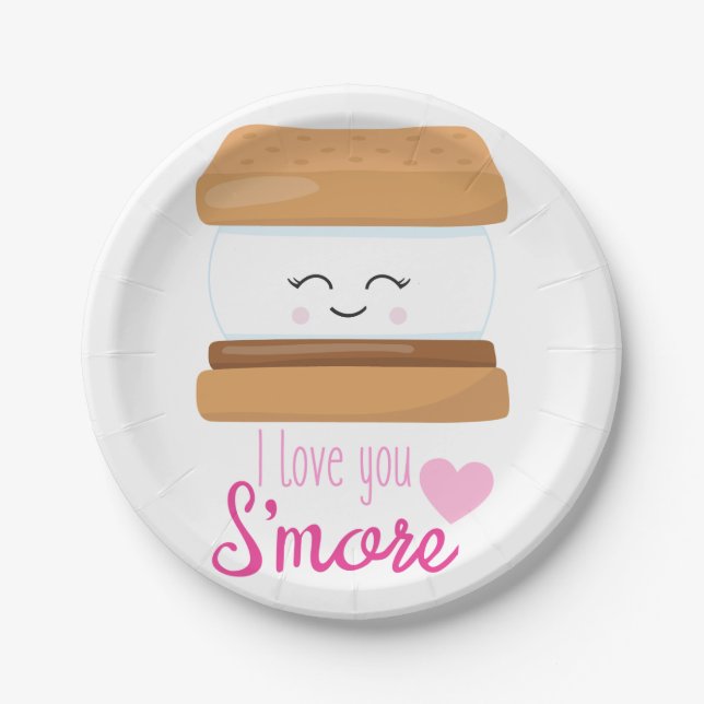 I Love You Smore Paper Plates (Front)