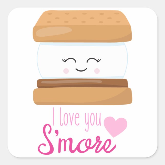 I Love You Smore Square Sticker (Front)