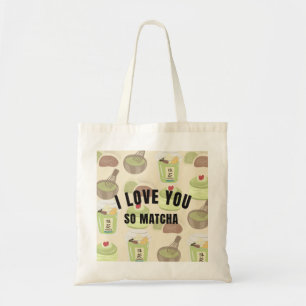 "I Love You So Matcha" Aesthetic Canvas Tote Bag -