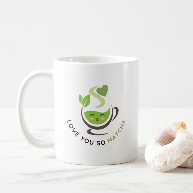 I love you so Matcha Pun Coffee Mug (With Donut)