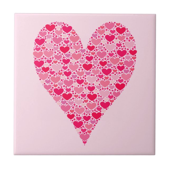 I love you so much it hearts Tiny Hearts Big Heart Ceramic Tile (Front)