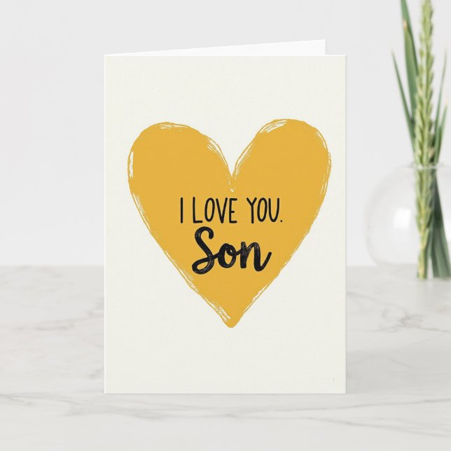 I Love You Son Yellow Heart Card (Front)