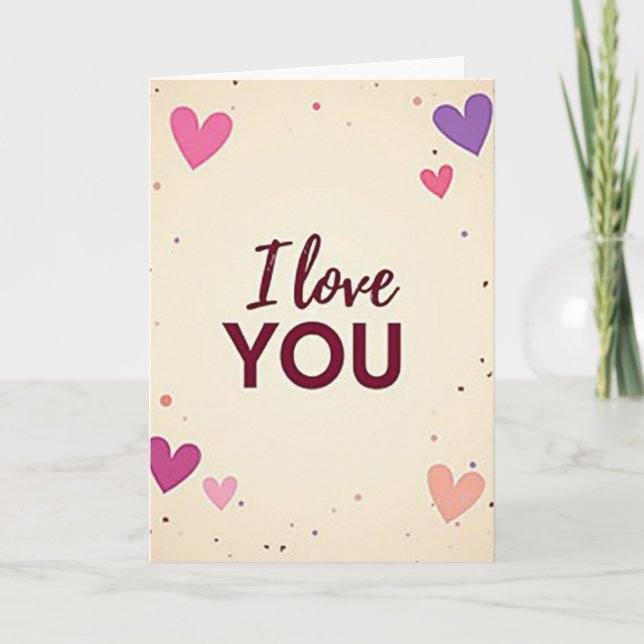 I Love You Speckled Hearts Card (Front)