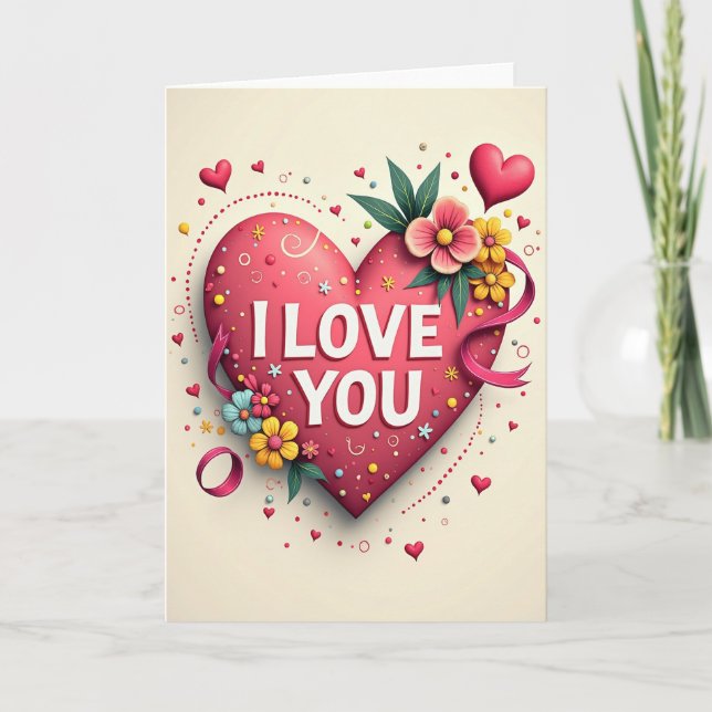 I Love You Sprinkles Heart Card (Front)