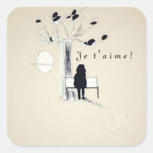 I love you square sticker