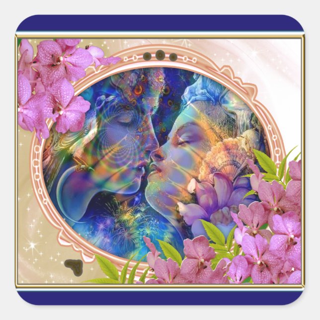 I love you square sticker (Front)