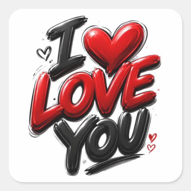 I Love You Square Sticker (Front)