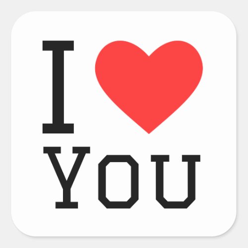 I love you square sticker