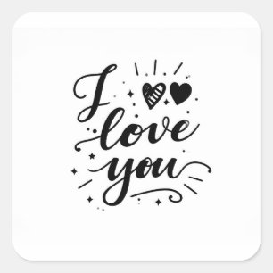 i love you square sticker