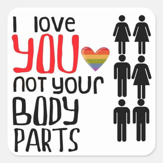 I Love YOU Square Sticker (Front)