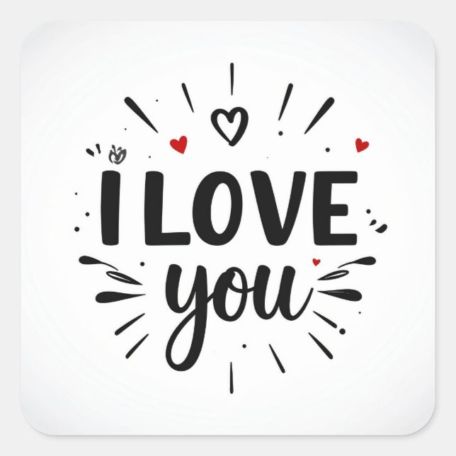 I love you square sticker (Front)