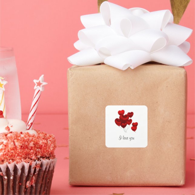 I Love You Square Stickers (Party)