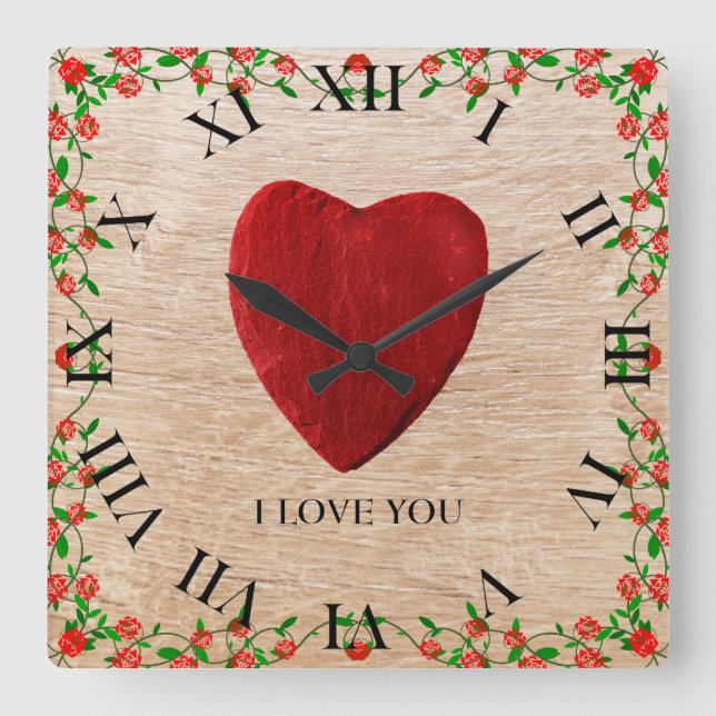 I love you square wall clock (Front)