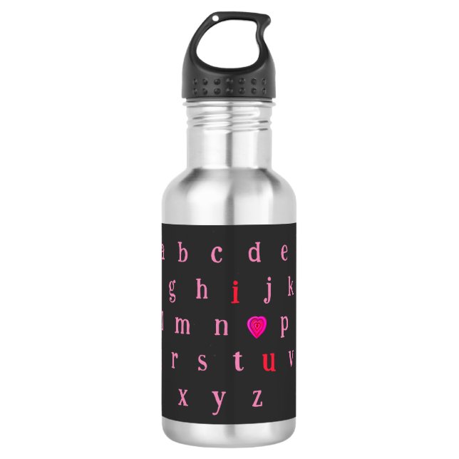 I love you stainless steel water bottle (Front)
